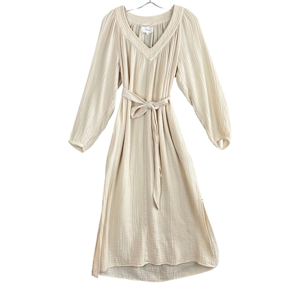 Xirena Layne Maxi Dress Womens S Oyster Gauze Belted Boho Resort